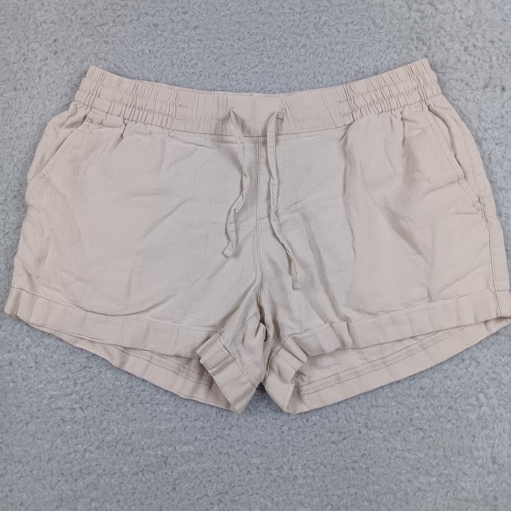 Old Navy Linen Short Women M Feather Beige Drawstring Cuffed S/391572-02